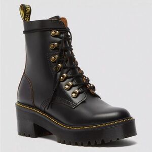 Dr. Martens Leona Black Lace-Up Platform Boots